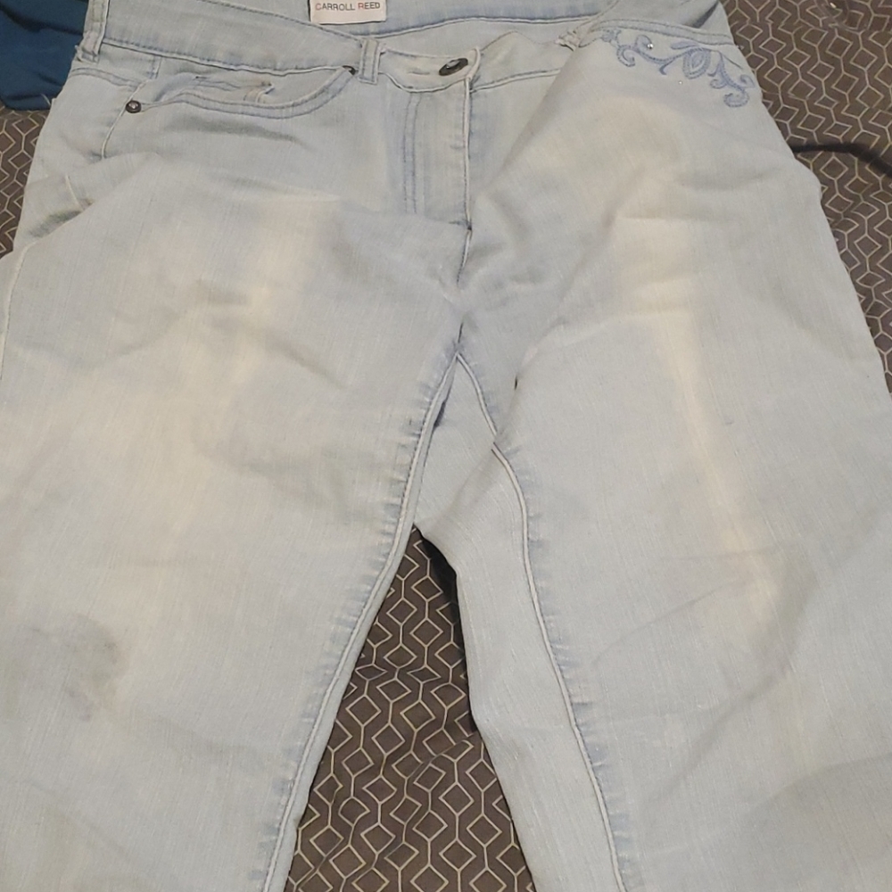 Decorative very light blue jeans